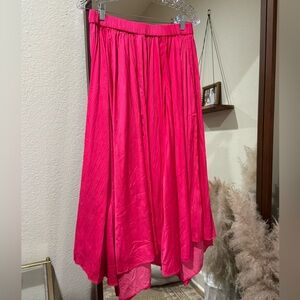 Anthropologie Flowy Fuschia Pink Midi Skirt